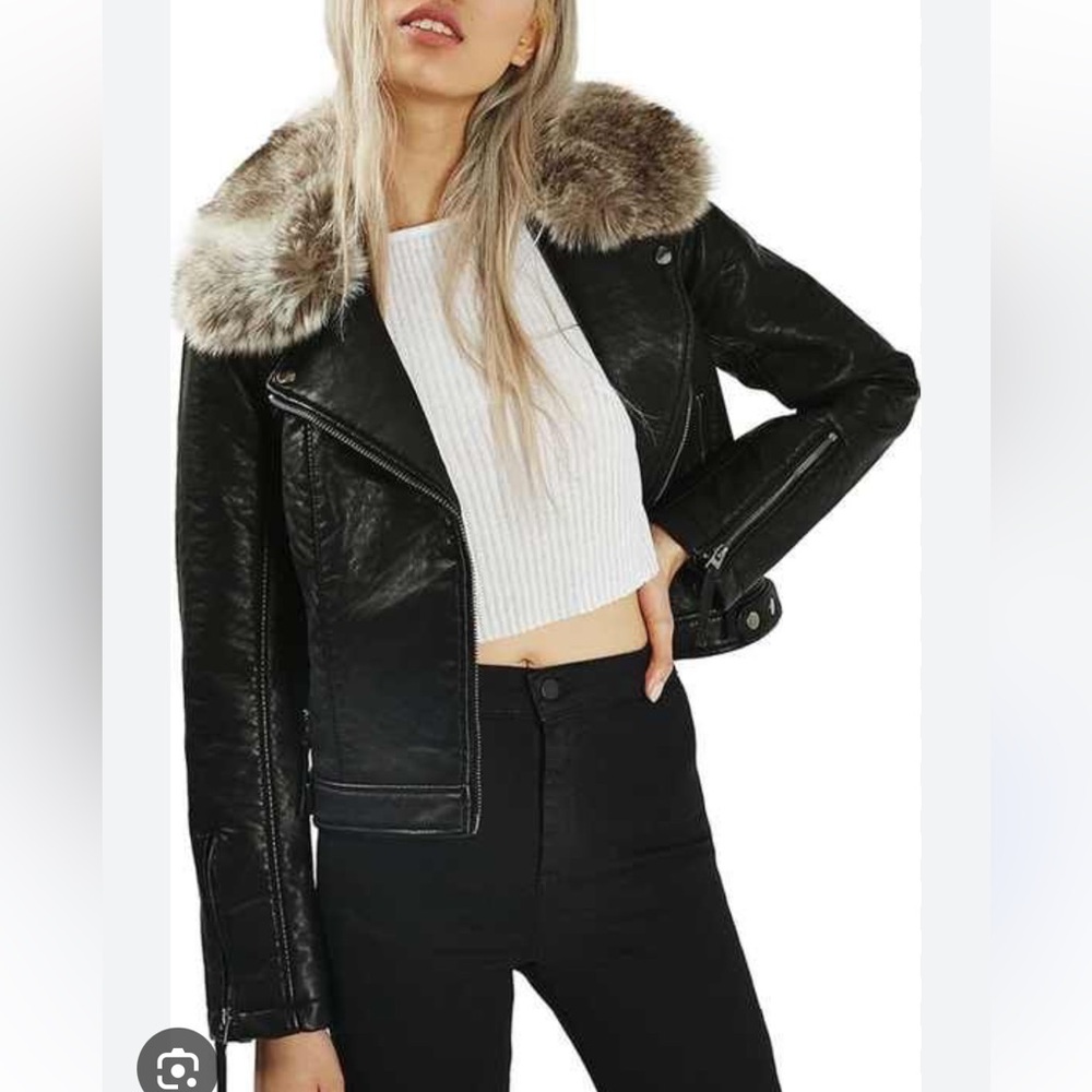 Topshop faux leather jacket